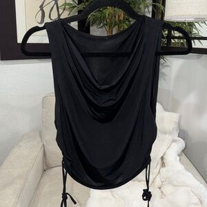 Alo Yoga Stand Out Cropped Tank Ruched Sides, Black, M